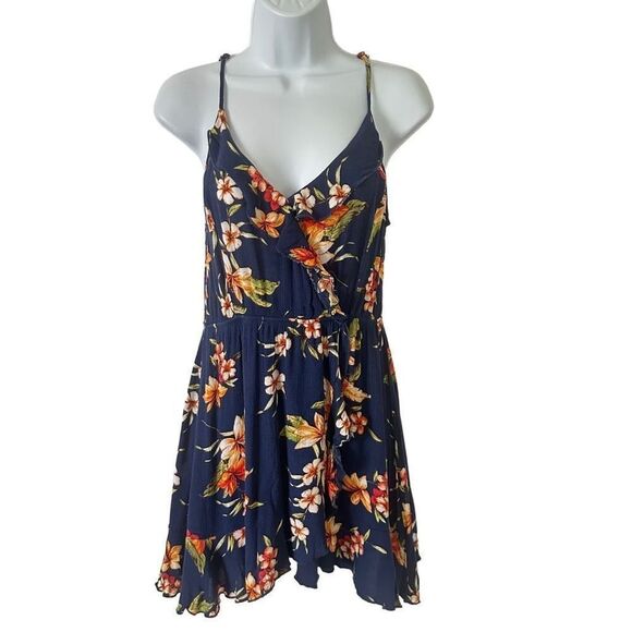 Ambiance Floral Mini Dress - Navy and Orange - Picture 1 of 11